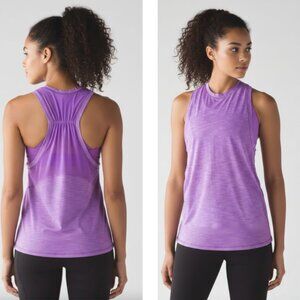 Lululemon Tank Top Work The Circuit Tank Heathered Bra Included Purple Sz 6